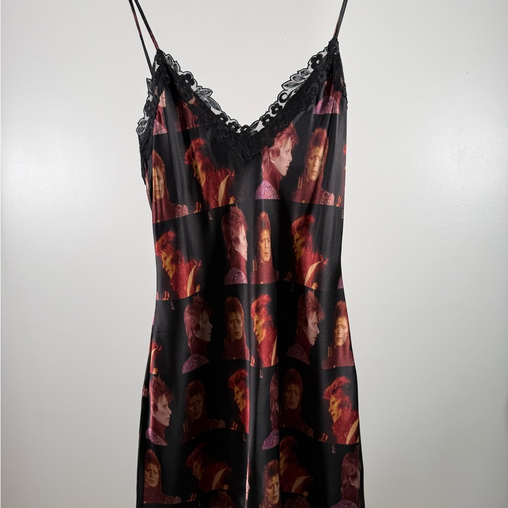Realisation Par Black and Red Graphic Slip Dress